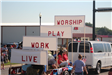 Live Work Play Worship Pioneer Days Parade float