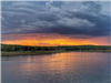 Wide view of the lake at sunset.