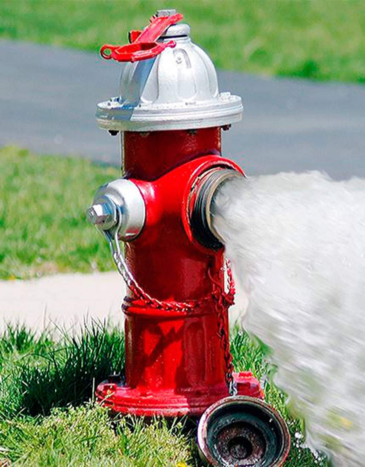Water flowing from a fire hydrant