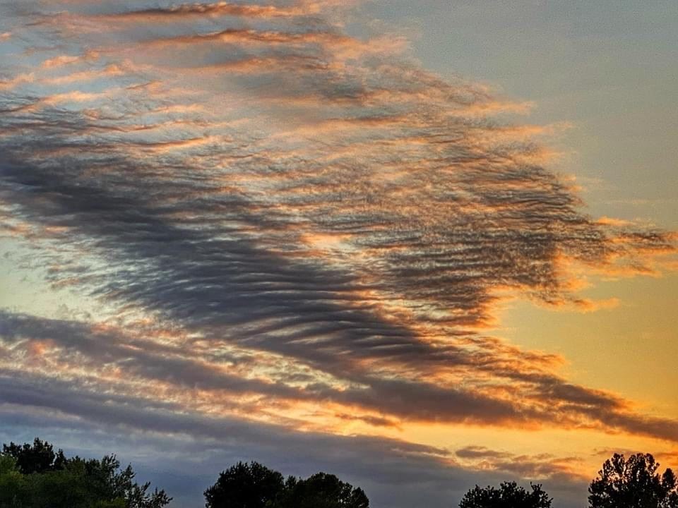 Wavy clouds during sunset.